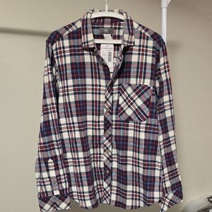 NWT Classic Plaid Button-Down Shirt - Navy, Red, and White Size XL